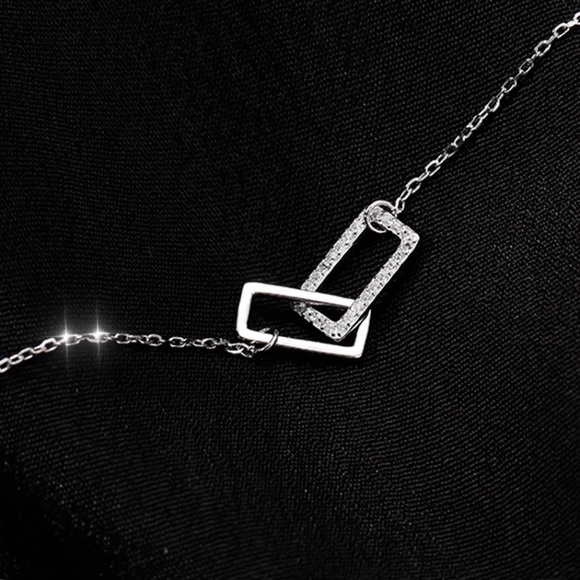 S925 Sterling Silver CZ Diamond Link Necklace - Picture 3 of 4
